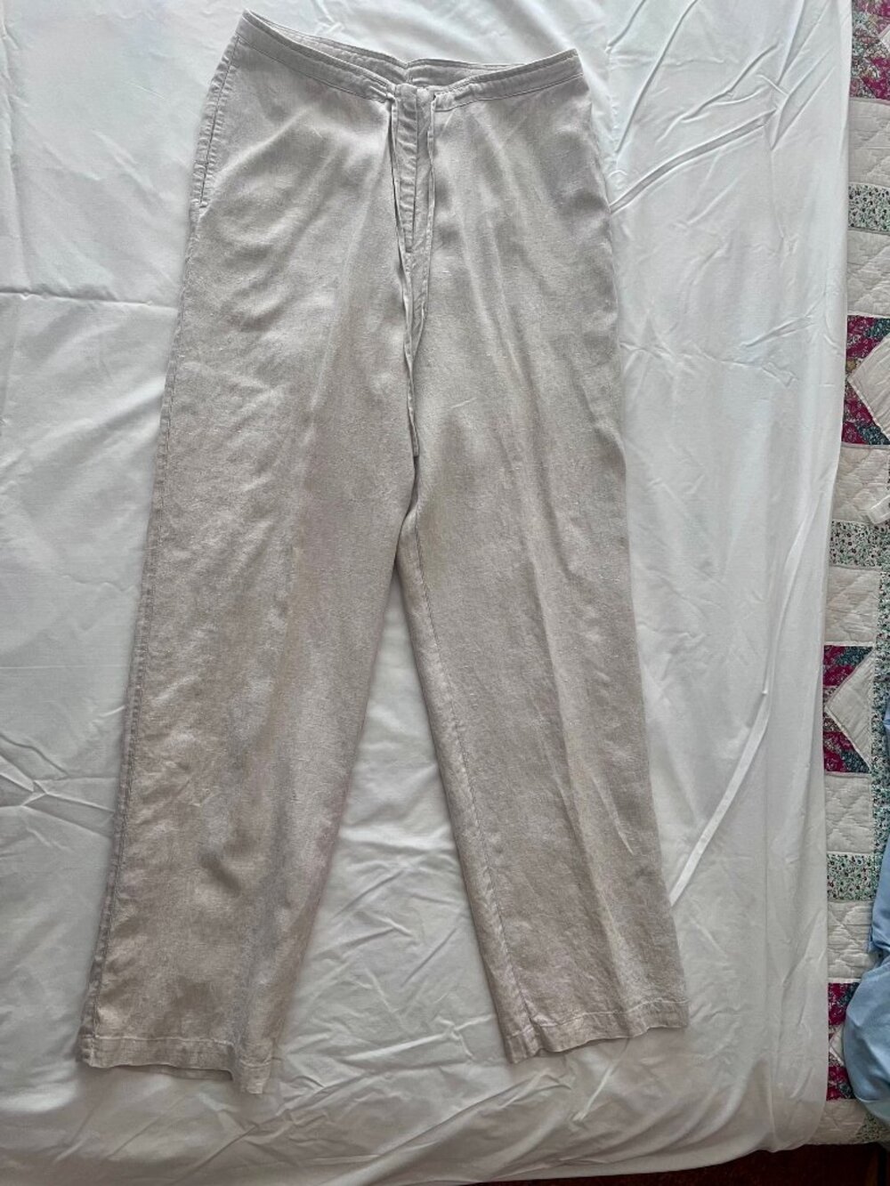 Express Womens Cream 100% Linen Wide Leg Pants Size 7/8 - Picture 2 of 6
